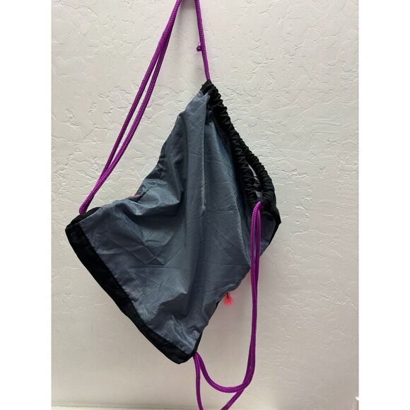 Adidas Purple Drawstring Bag With Zipper Pocket Logo Straps Gym‎ Training - Picture 2 of 6